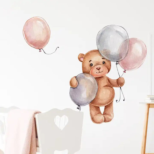 Bamse med ballonger wallsticker barnerom