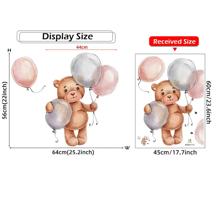 Bamse med ballonger wallsticker barnerom