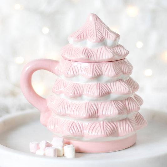 rosa juletrekopp med lokk