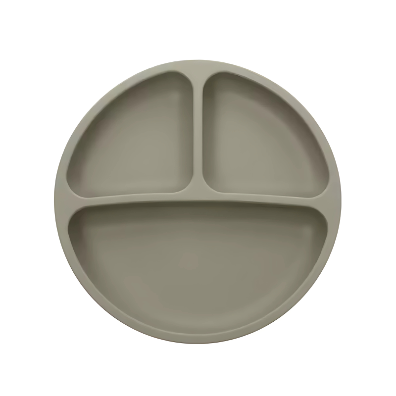 Silikontallerken m/ sugekopp - 3-delt / Grønn