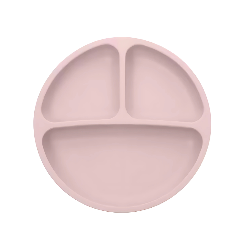 Silikontallerken m/ sugekopp - 3-delt / Rosa