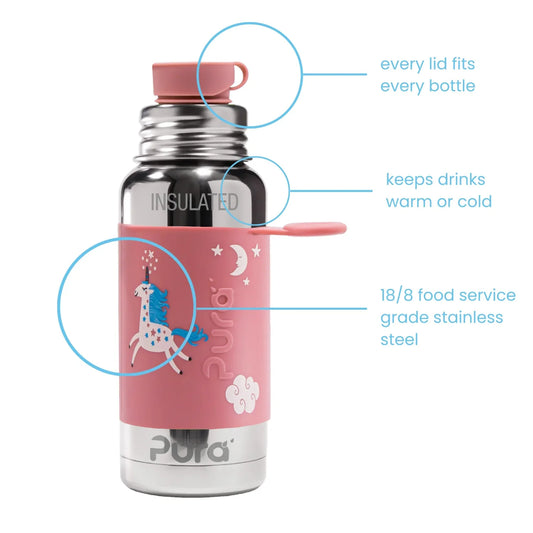 Pura isolert sportflaske unicorn 475ml