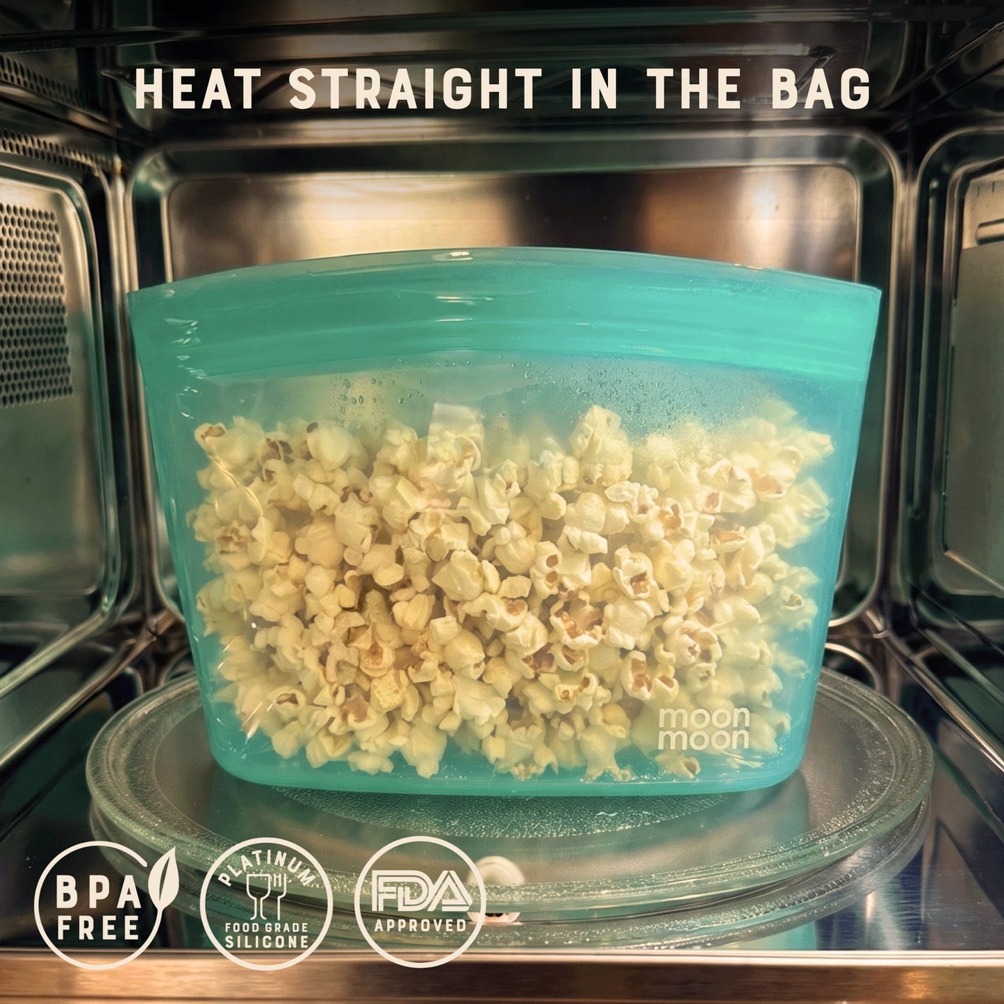 silikonpose blå farge med popcorn. zero waste organisering