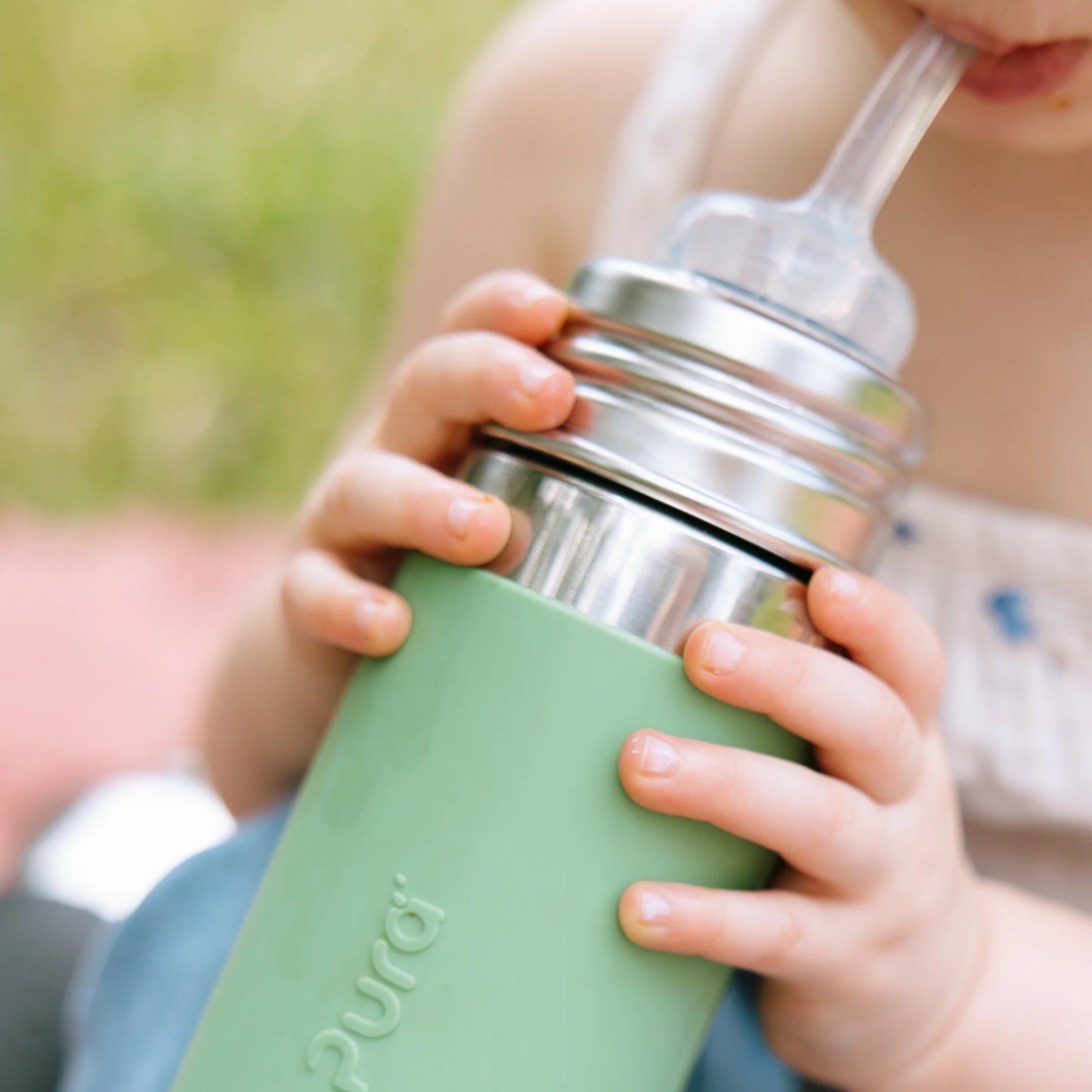 Pura kiki ISOLERT sugerørflaske 260ml - Moss