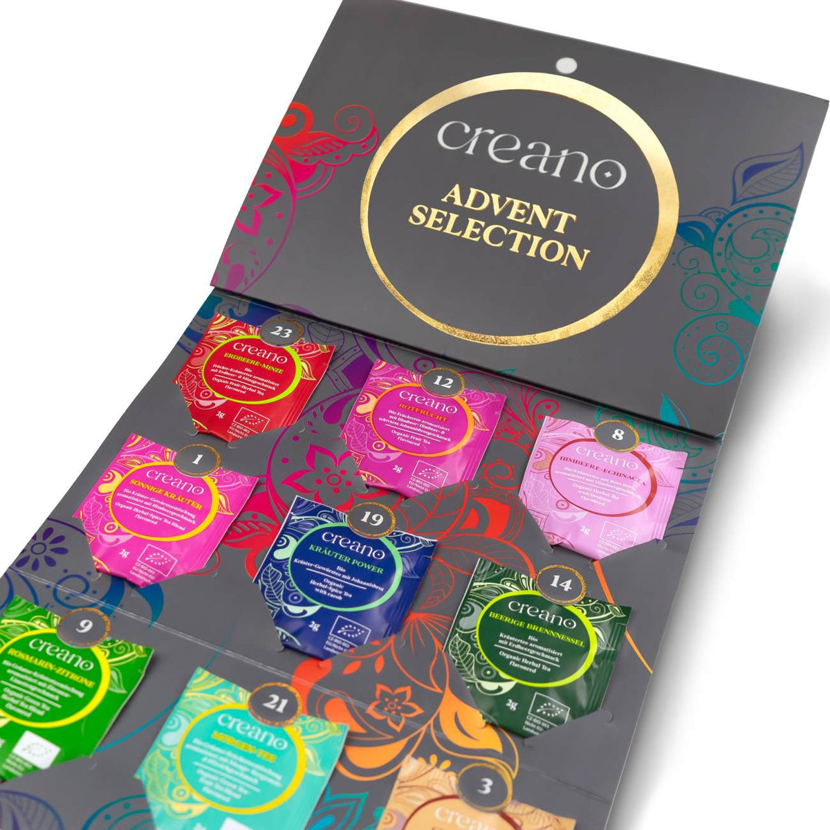Adventskalender med 24 økologiske teposer