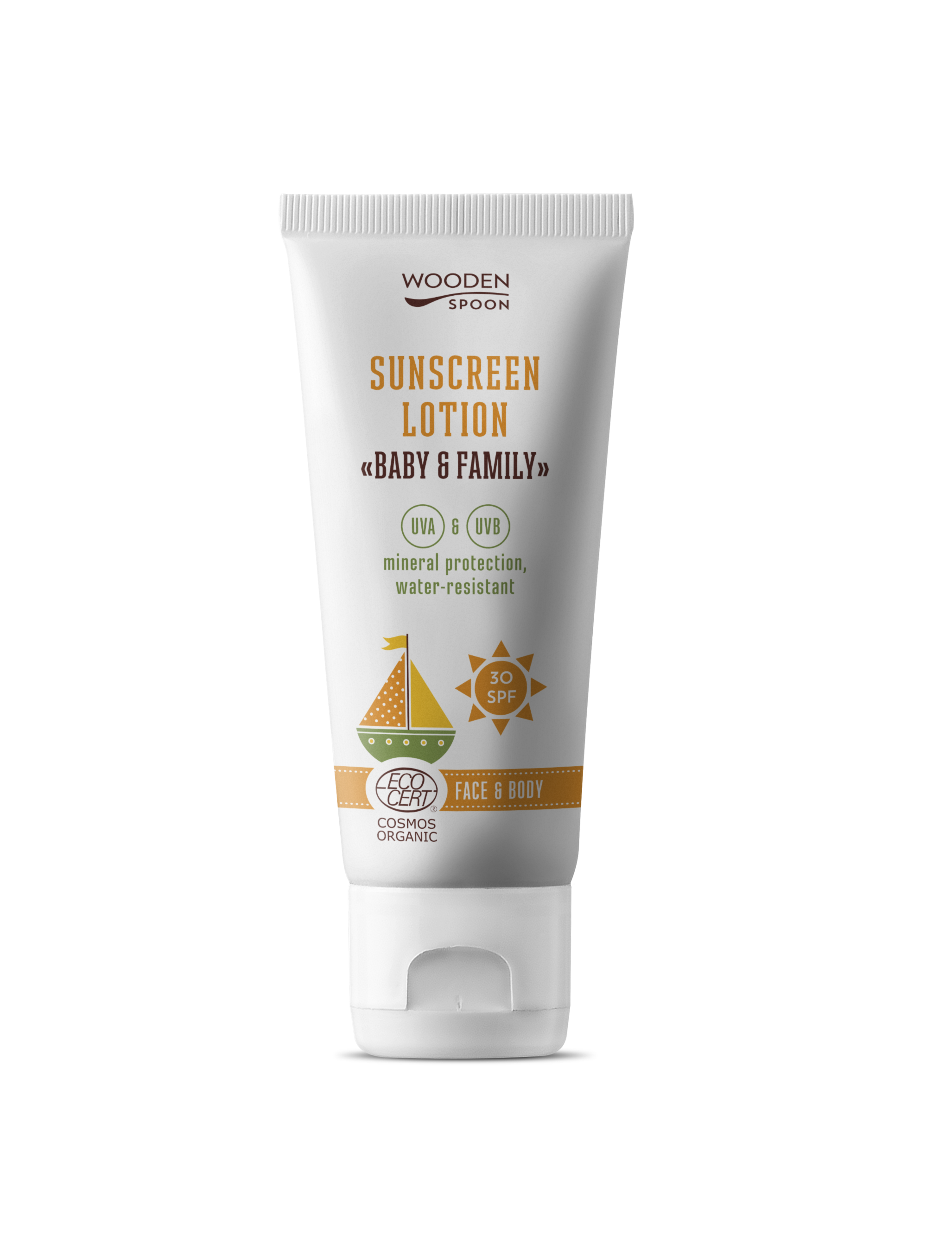 Wooden Spoon Organic Sunscreen Lotion Baby & Family SPF 30 - Invisible ...