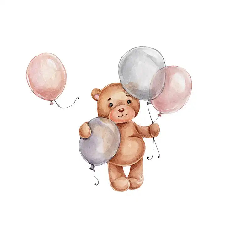 Bamse med ballonger wallsticker