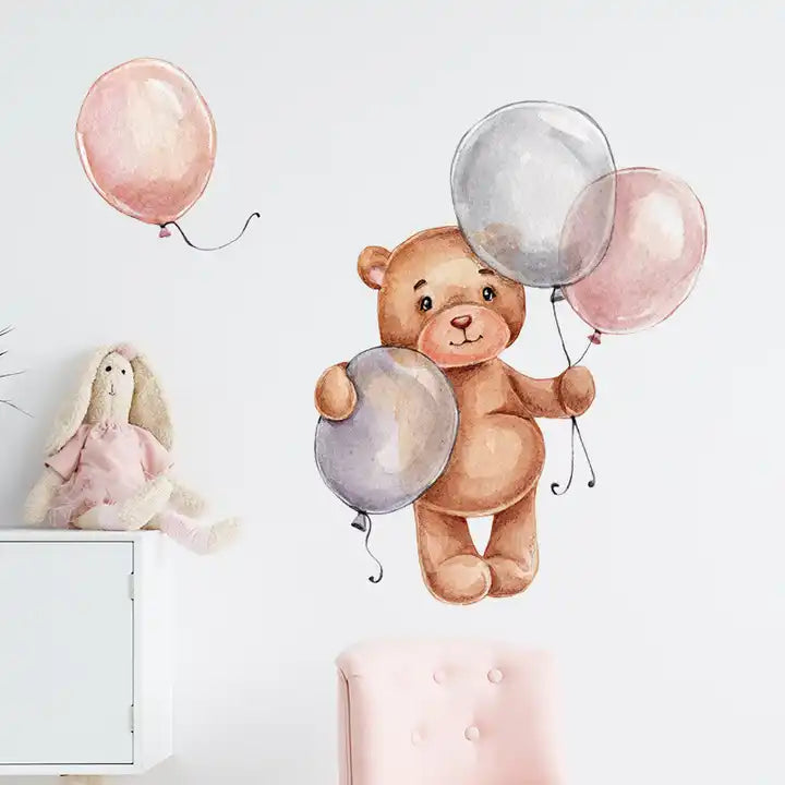 Bamse med ballonger wallsticker barnerom