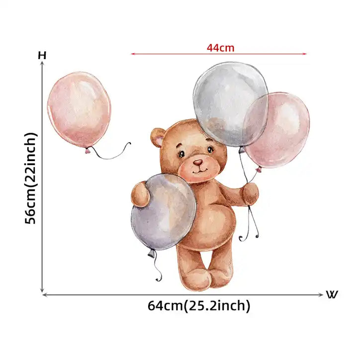 Bamse med ballonger wallsticker barnerom