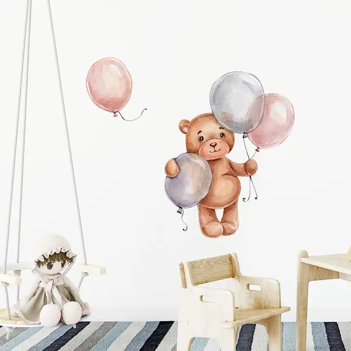 Bamse med ballonger wallsticker barnerom