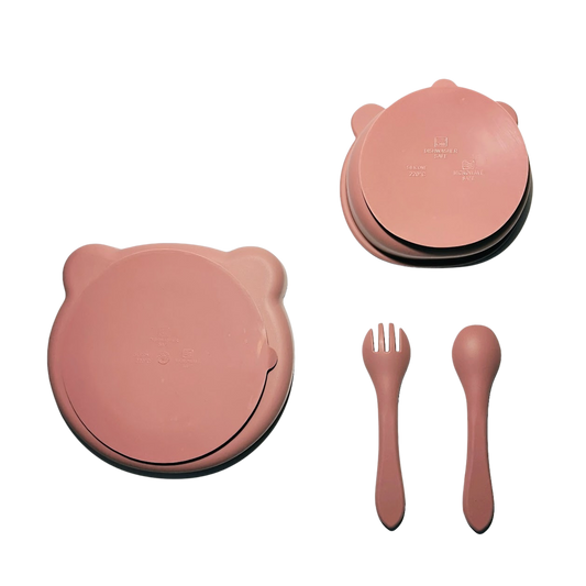 Bjørne barneservise mørk rosa