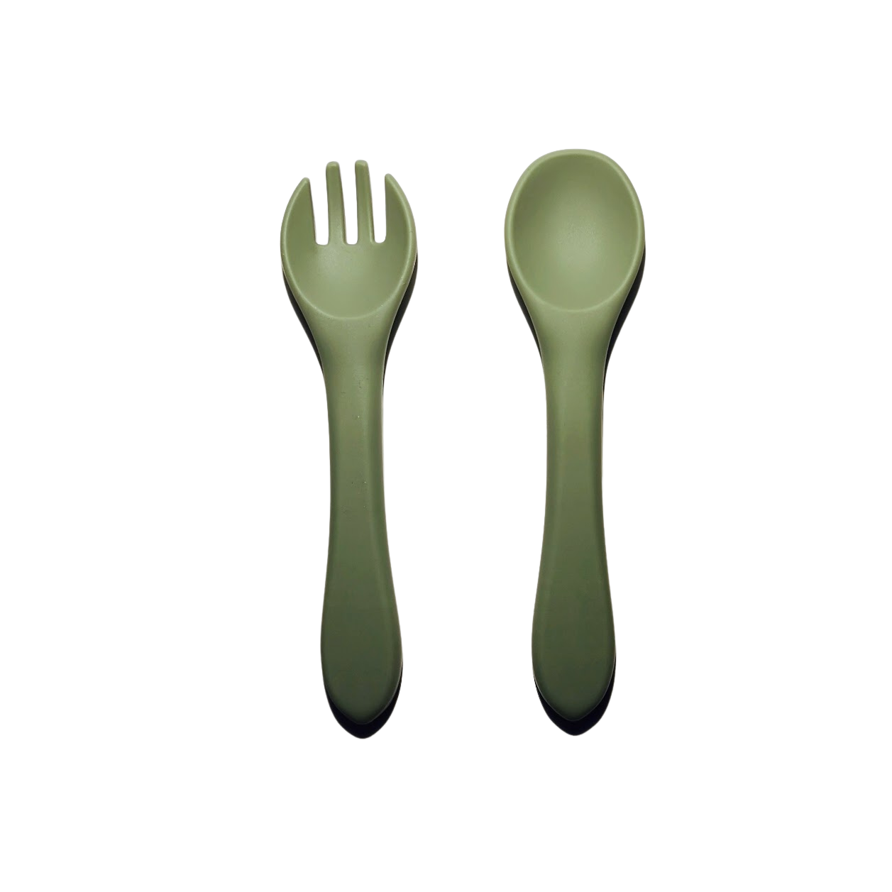 Bjørne spisesett pakke i silikon, grønn - gavepakke