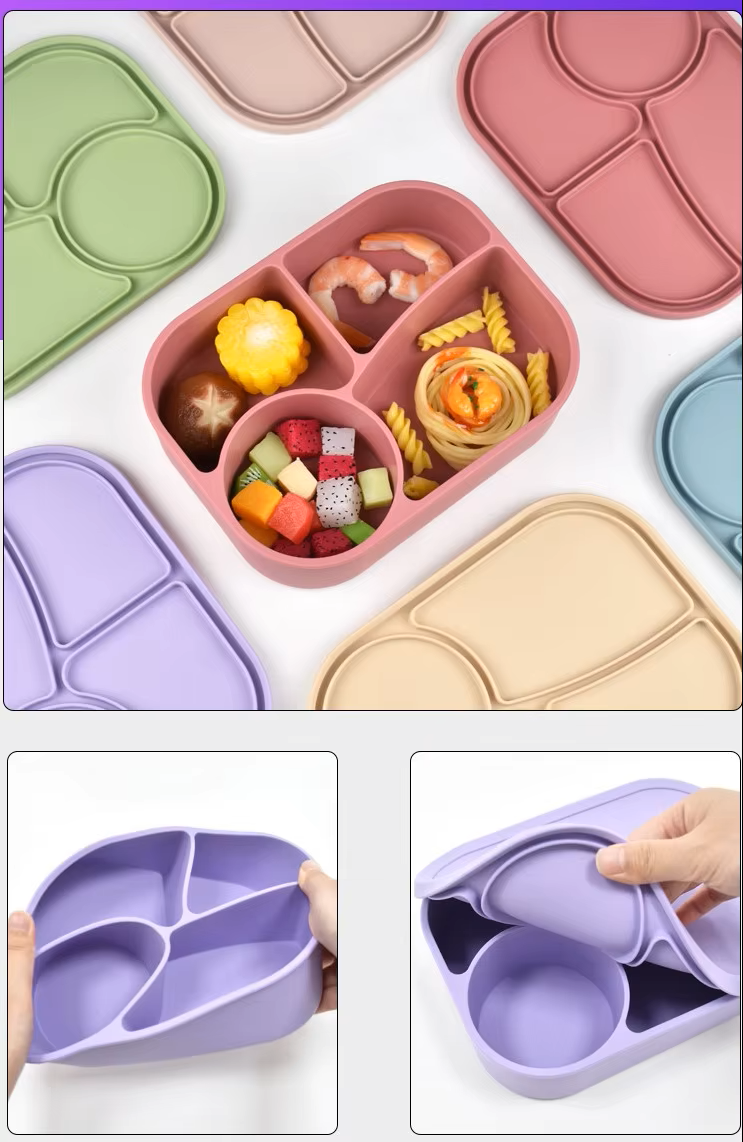 Matboks i silikon med 4 inndelinger