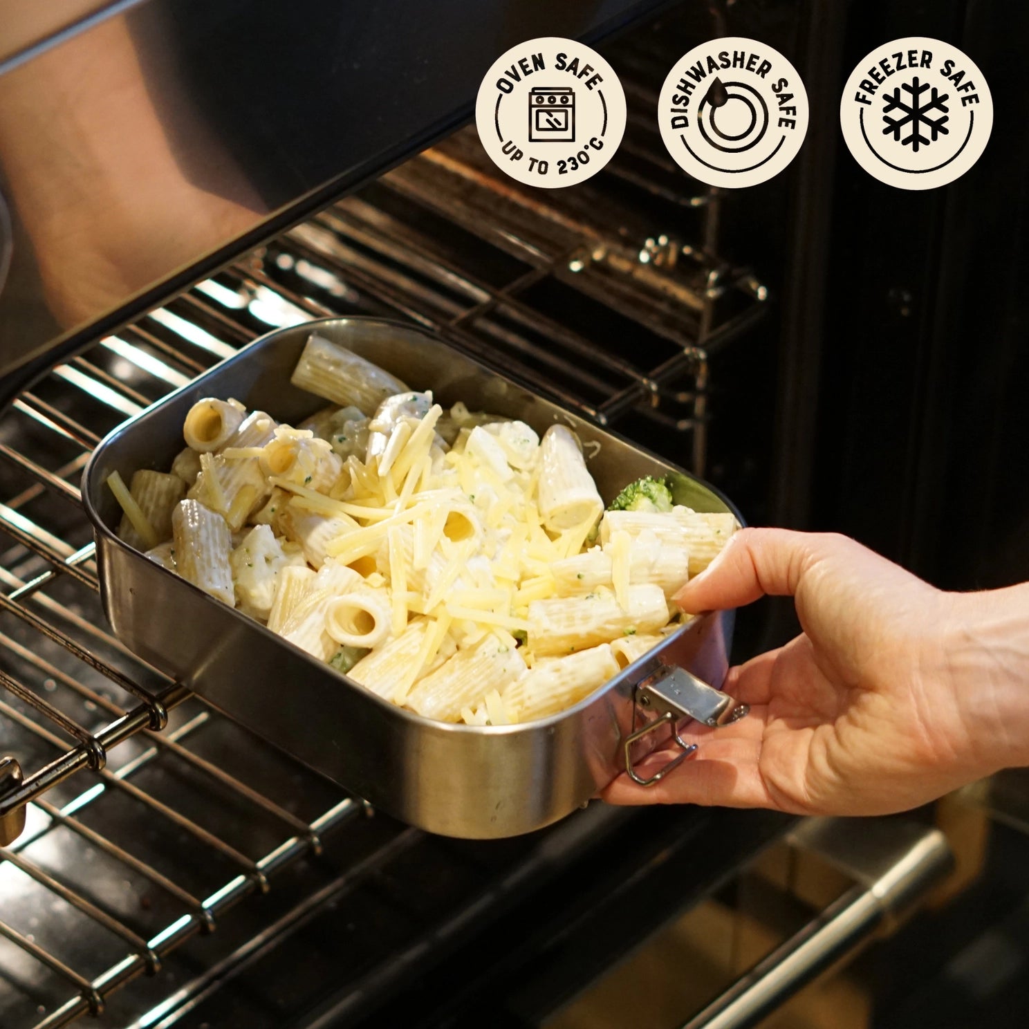 Matboks i rustfritt stål som tåler ovn opp til 230 grader. Mealprep