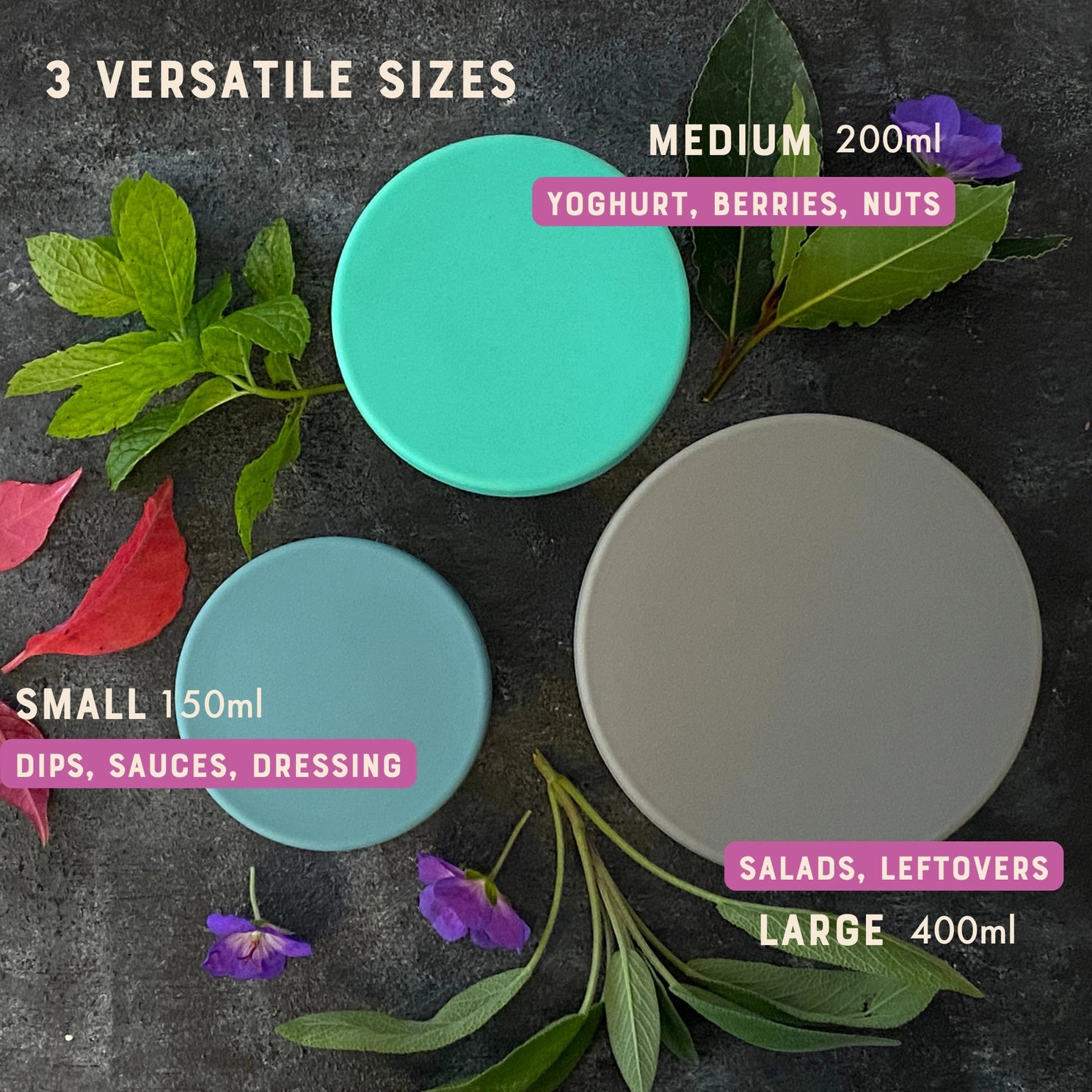 Runde bokser til yoghurt, dressinger, mat