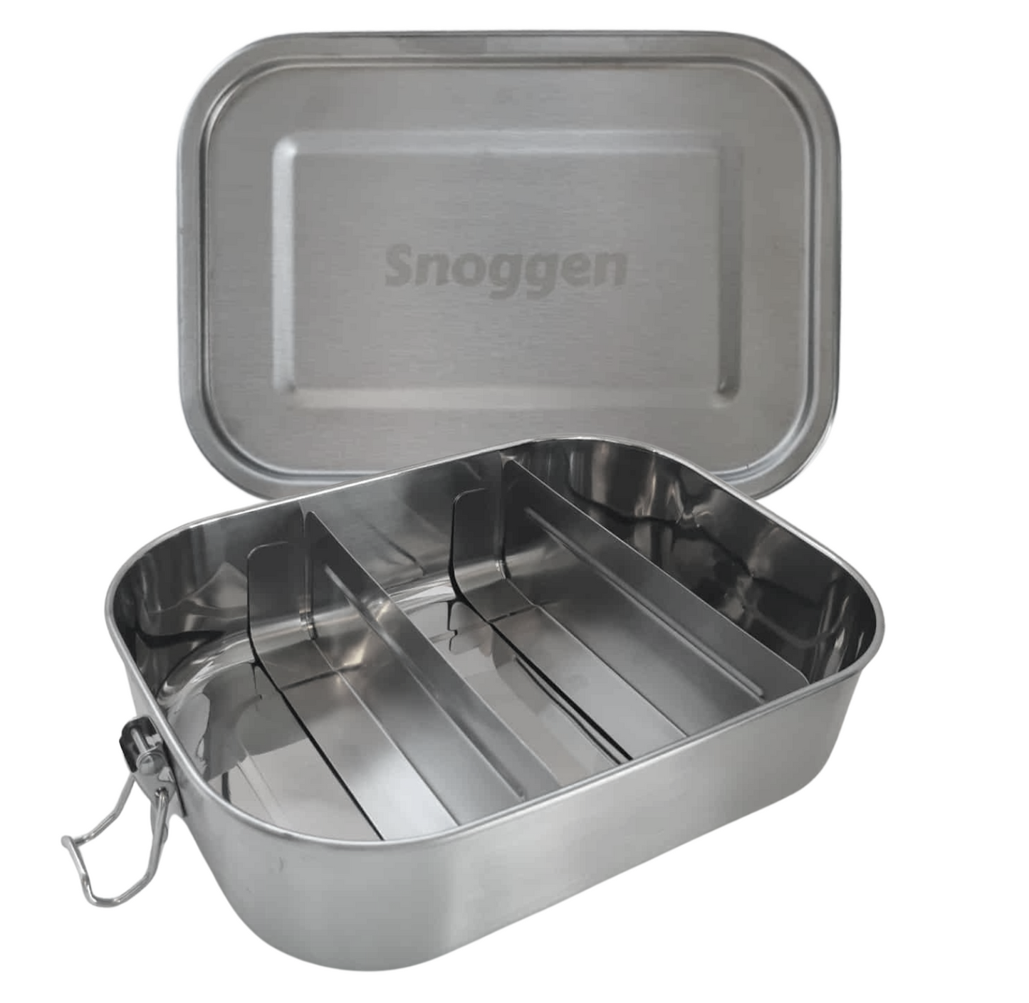 Stor matboks i rustfritt stål med 2 utakbare inndelinger