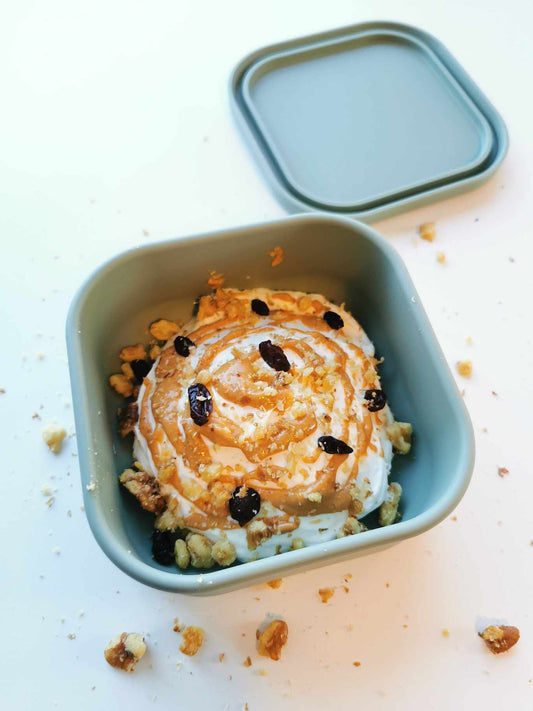 blå silikon matboks firkantet