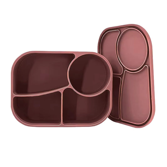 Matboks i silikon mørk rosa med 4 rom