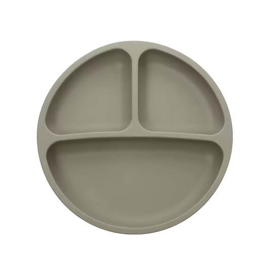 Silikontallerken m/ sugekopp - 3-delt / Grønn