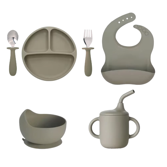 Spisesett i silikon grønn - gavepakke