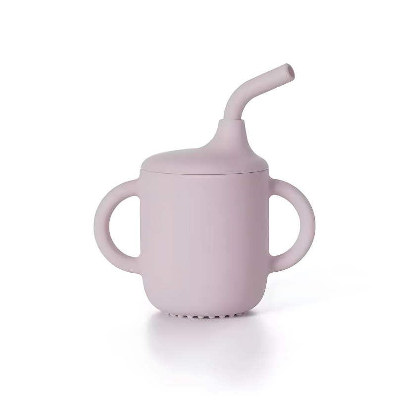 Sugerør kopp i silikon - rosa