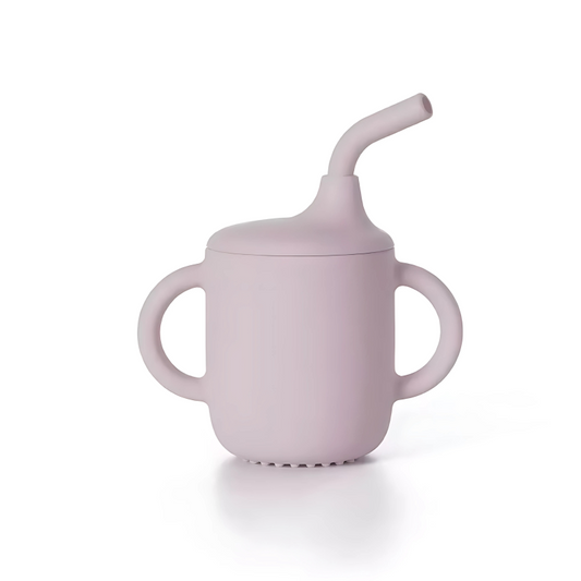 Sugerør kopp i silikon - rosa