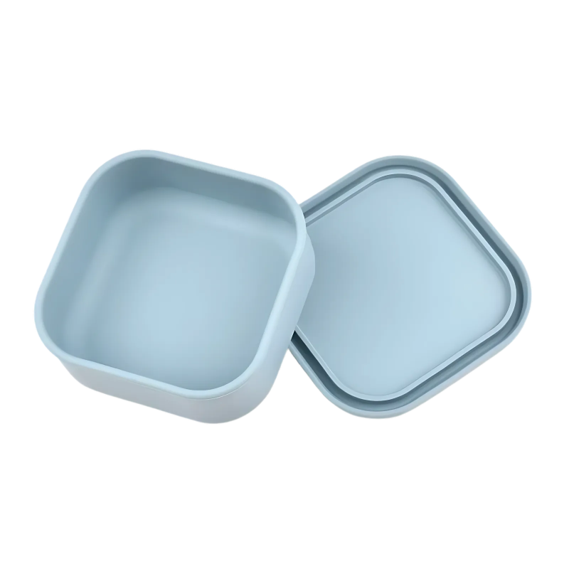 blå firkantet matboks silikon