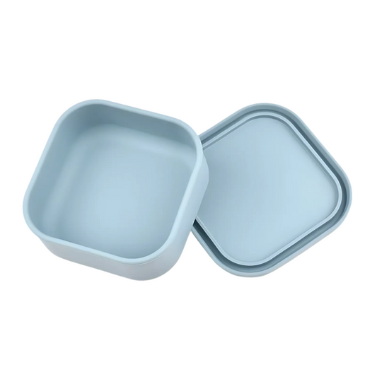 blå firkantet matboks silikon