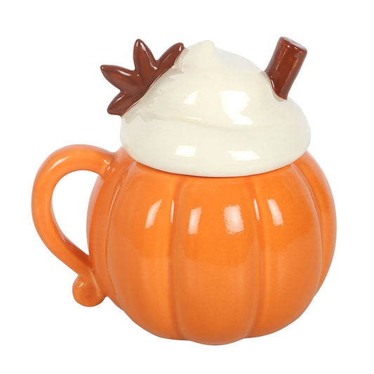 Gresskarkopp med lokk kan brukes som tekopp eller kaffekopp