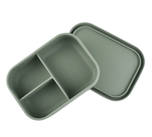 Matboks i silikon med 3 rom - Grønn