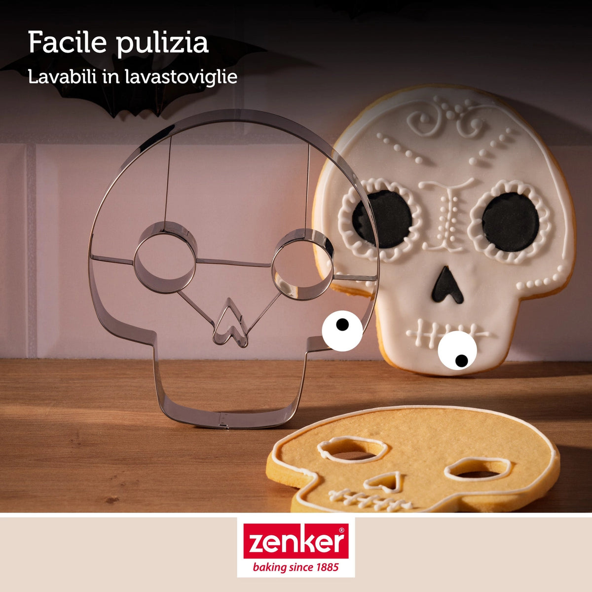 halloween kakekutter hodeskalle rustfrittstål