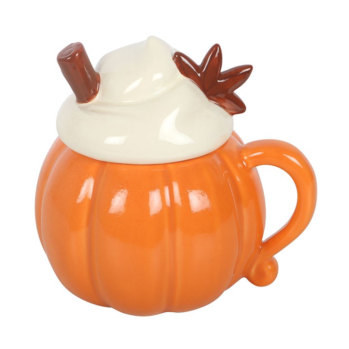 kaffekopp med lokk gresskar