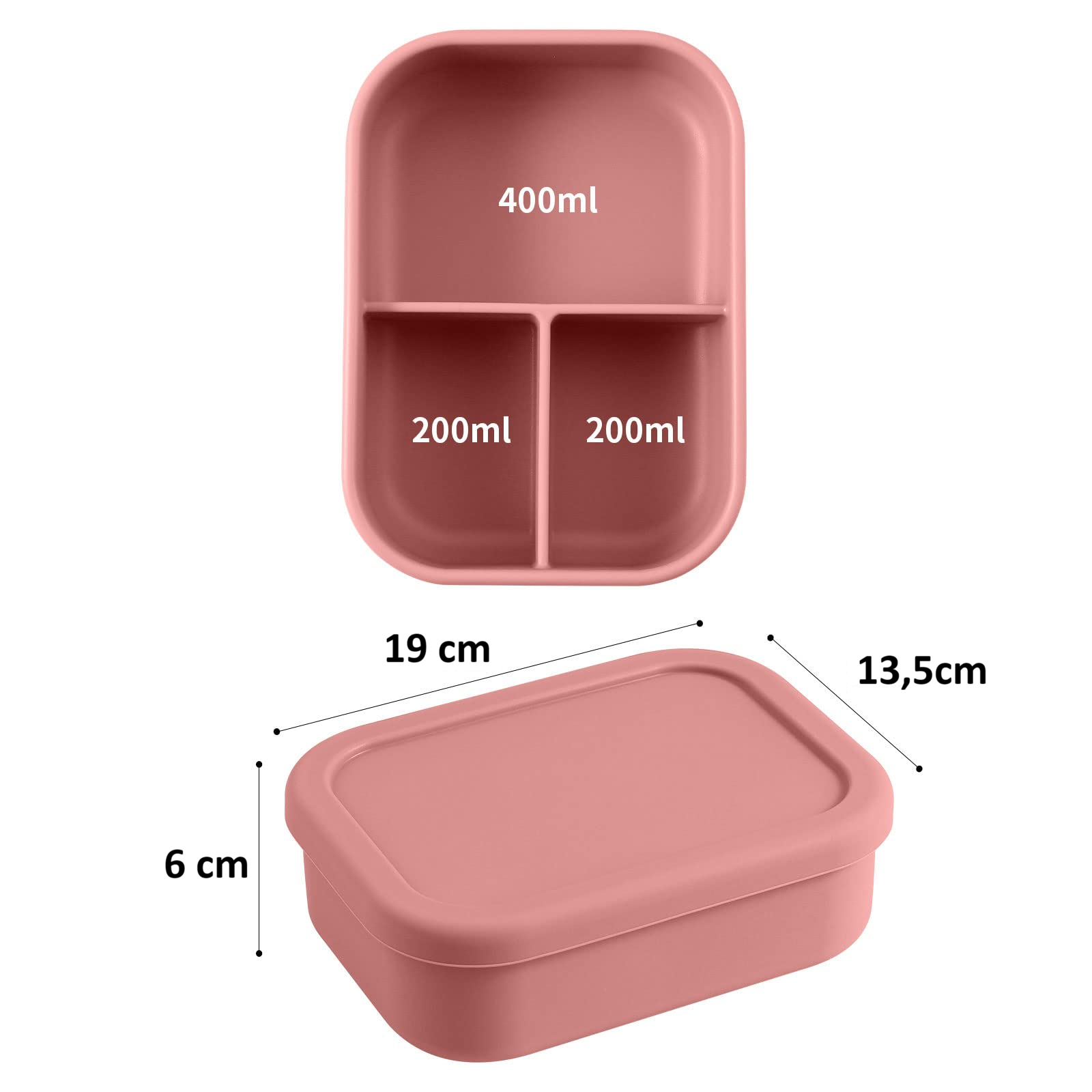 Matboks i silikon Mørk Rosa. Oppbevaring av mat og snacks.