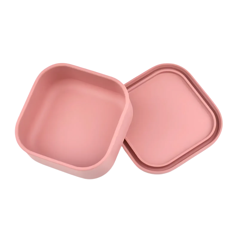 mørk rosa firkantet matboks silikon