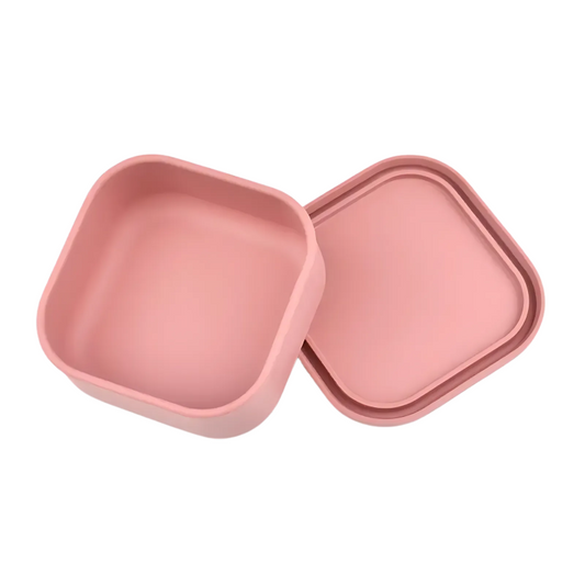 mørk rosa firkantet matboks silikon