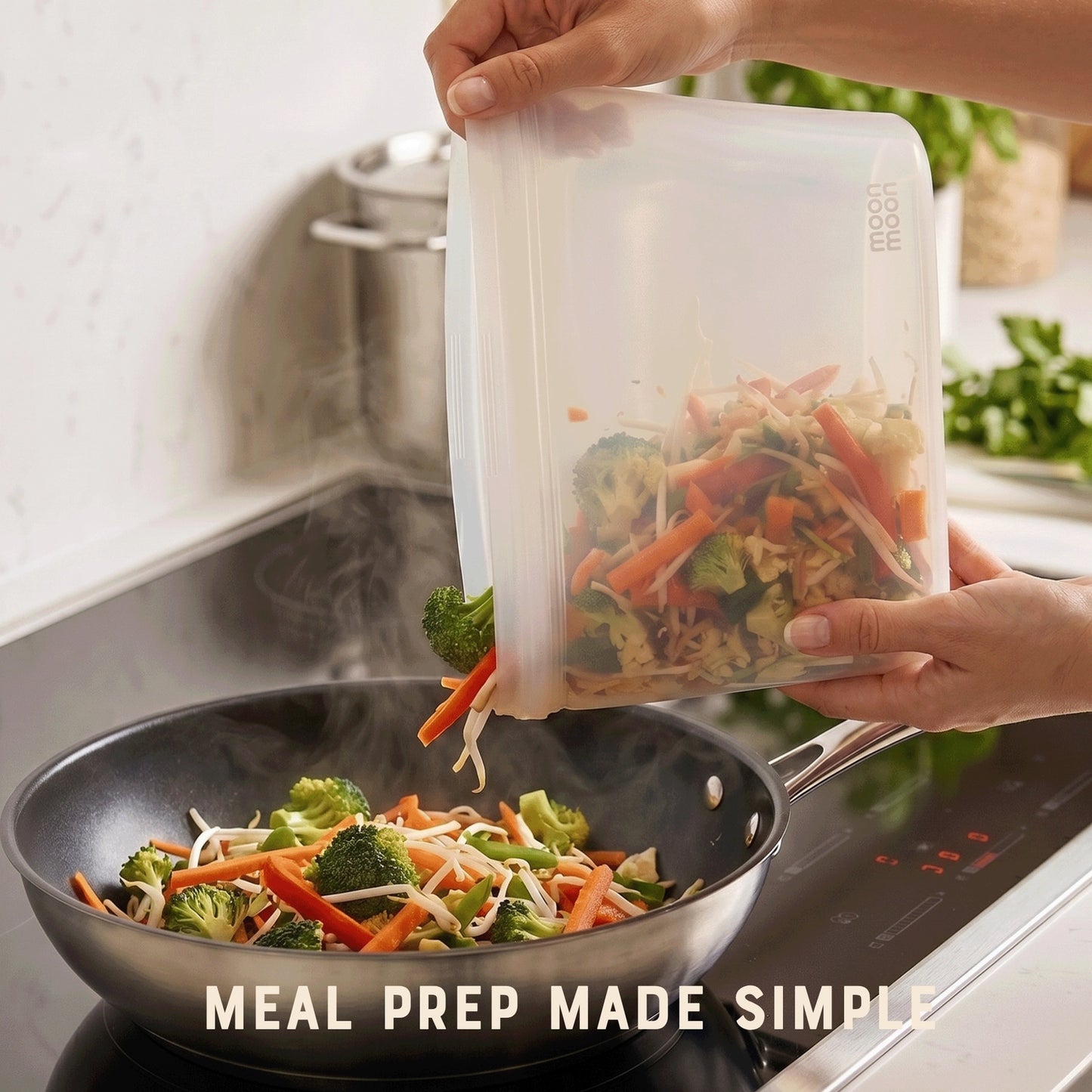 plastfri matoppbevaring moonmoon som brukes til meal prep ved steking